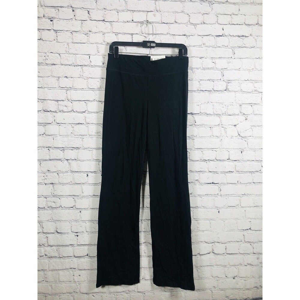 HUE Women's  Wide Leg Lounge Yoga Pants Stretch Cotton Blend Black Size Medium